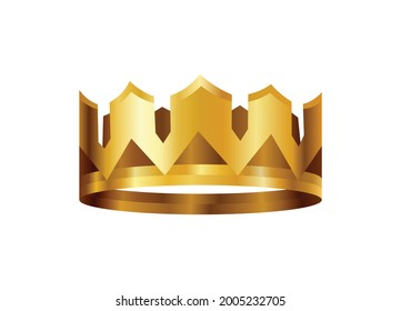 Corona de oro realista. Coronando la cabeza para el rey o la reina. El símbolo de la monarquía noble del aristócrata. Decoración herálica monarca