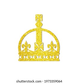 Realistic golden crown isolated on white background. Crown headdress for the king and queen. Royal gold noble aristocrat monarchy. Symbol royal coronation. Majestic tiara.Vector illustration