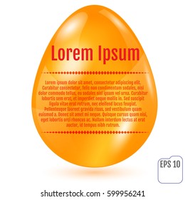 Realistic golden easter egg on white background. Vector illustration