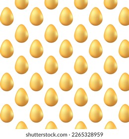 Realistic golden Easter egg patern. For postcard, card, invitation, poster, banner template lettering typography. Seasons Greetings. Vector illustration.