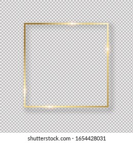 Realistic golden  frame on transparent background.