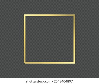 Realistic golden frame on transparent background