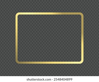 Realistic golden frame on transparent background
