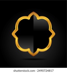 Realistic golden frames in arabic style isolated. Traditional islamic 3d shape. Ramadan kareem frames with transparent background
