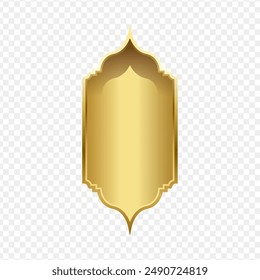 Realistic golden frames in arabic style. Traditional islamic 3d shape. Ramadan kareem frames with transparent background