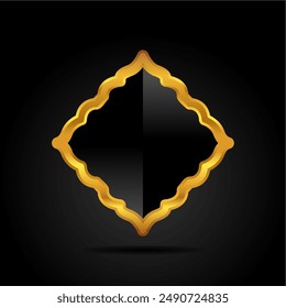 Realistic golden frames in arabic style isolated. Traditional islamic 3d shape. Ramadan kareem frames with transparent background