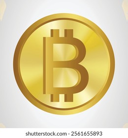 realistic golden isolated bitcoin coin, crypto currency
