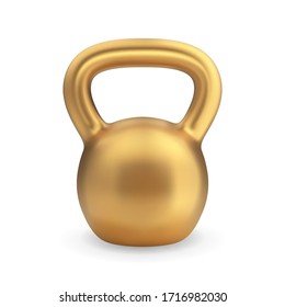 Realistic golden kettlebell. Vector illustration for sport design