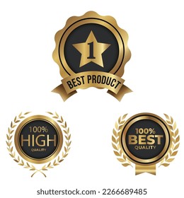 Realistic golden labels Premium quality medals set.