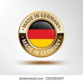 Realistic golden made in Germany sticker. Vector EPS