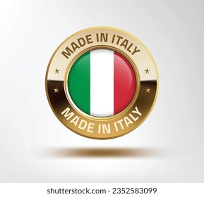 Realistic golden made in Italy sticker. Vector EPS