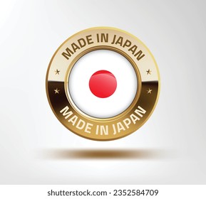 Realistic golden made in Japan sticker. Vector EPS