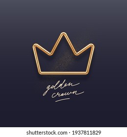 Realistic golden metal crown on a dark background. 3d golden crown - decoration elements for design. Vector illustration.