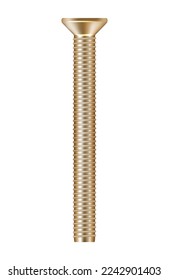 Realistic golden metal screw vector illustration