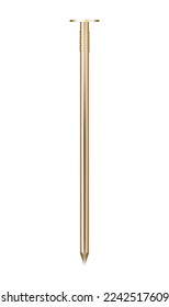 Realistic golden nail on white background vector illustration