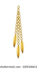 Realistic golden pendant with three chains on blank background vector illustration