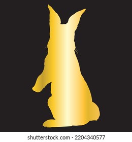 Realistic golden rabbit. Gold metallic Bunny. Vector illustration