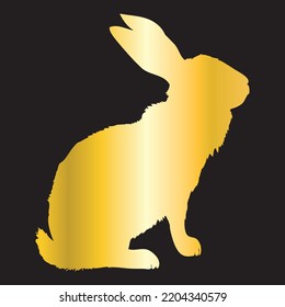 Realistic golden rabbit. Gold metallic Bunny. Vector illustration