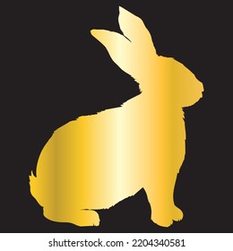 Realistic golden rabbit. Gold metallic Bunny. Vector illustration