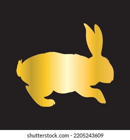 Realistic golden rabbit. Gold metallic Bunny. Vector illustration