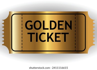 Realistic golden raffle ticket icon symbol flat style