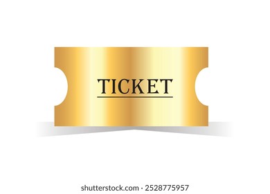 Realistic golden raffle ticket icon symbol flat style