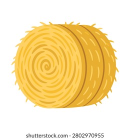 Realistic golden round hay bale featuring dry straw texture suitable for agricultural harvesting or autumn decoration.