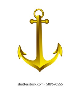 realistic golden silhouette anchor design vector illustration