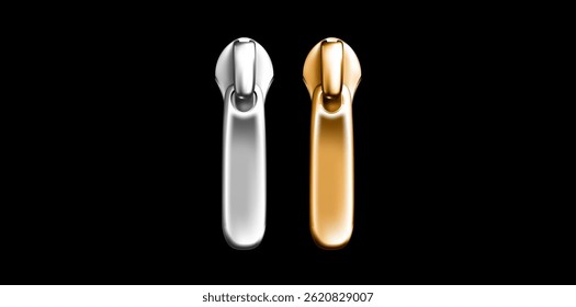 Ilustração De Vetor De Zip Realista Dourado E Prata.	