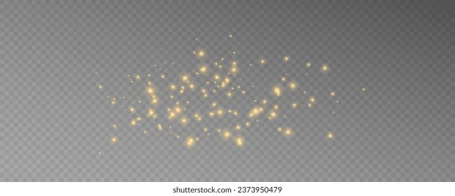 Realistic golden star dust light effect isolated on transparency grid layer. Stock royalty free vector illustration