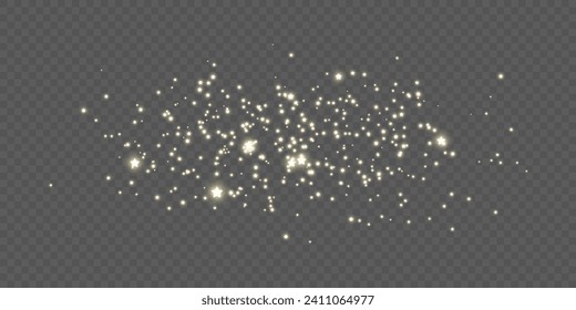 Realistic golden star dust light effect isolated on transparency grid layer. Stock royalty free vector illustration