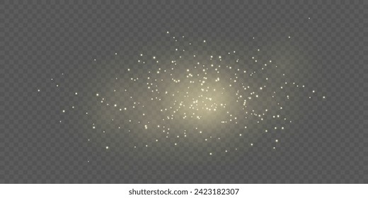 Realistic golden star dust light effect. Vector isolate. Only star dust layer