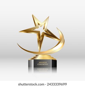 Realistic Golden Star Trophy Award in Vector