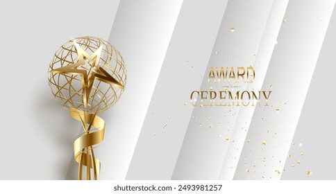 Realistic Golden Star Trophy Award in Vector