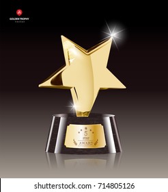 Realistic Golden Star Trophy Award In Vector