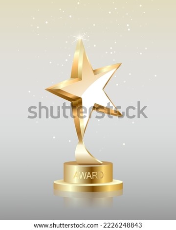 Realistic Golden Star Trophy Award in Vector