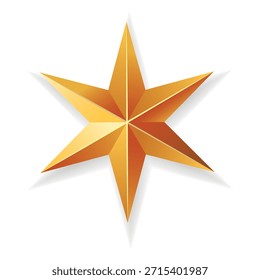 Vetor de estrelas douradas realista conjunto isolado no fundo branco.Ícone de estrela de Natal. Elemento de design para feriados.