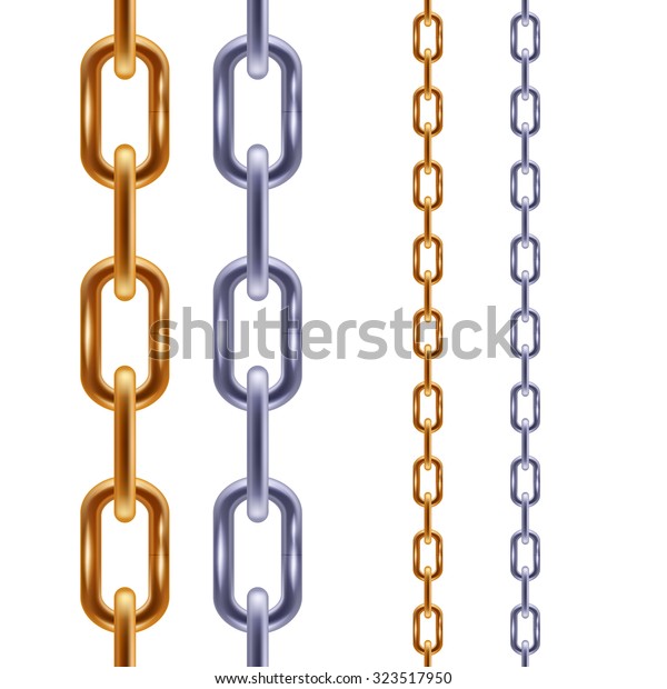 Realistic Golden Steel Chains Seamless Borders Stock Vector (Royalty ...