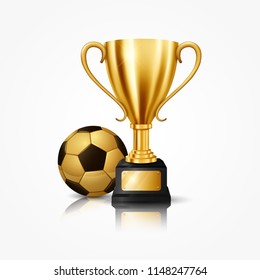 Golden Realistic Winner Trophy Cup Soccer Stock Vector (Royalty Free ...