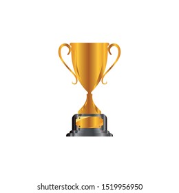 Realistic Golden Trophy with text space, Vector Illustration