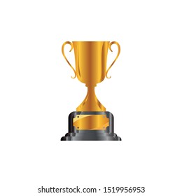 Realistic Golden Trophy with text space, Vector Illustration