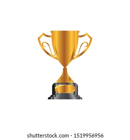 Realistic Golden Trophy with text space, Vector Illustration