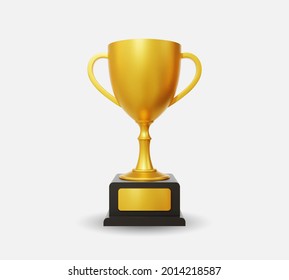 Realistic golden trophy with text space 
