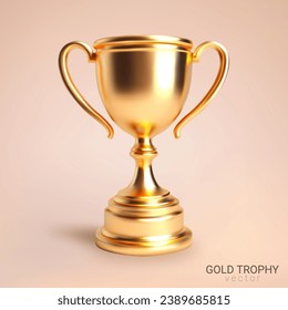 Realistic Golden Trophy with text space, Vector Illustration