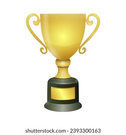 Realistic Golden Trophy with text space, Vector Illustration