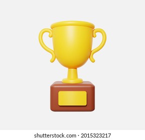 Realistic golden trophy Vector. 3D Illustration. with text space 