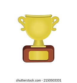 Realistic golden trophy Vector. 3D Illustration. with text space.