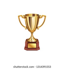 realistic golden trophy vector on a white background
