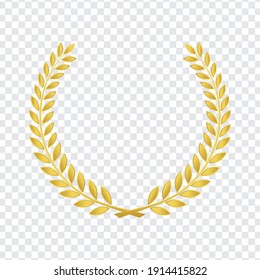 realistic golden vector laurel wreaths on transparent background. wreaths depicting an award, heraldry, achievement, victory, winner, ornate, cinema festival, Vector icon illustration.