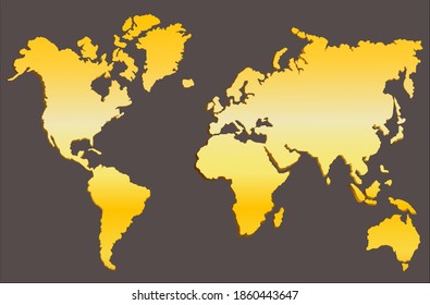 realistic golden world map vector